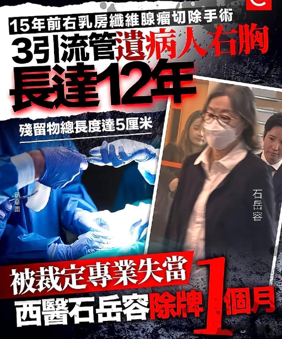 离谱！手术引流管遗留在患者胸腔长达12年，涉事医生仅被停牌一个月
 
一桩医疗事