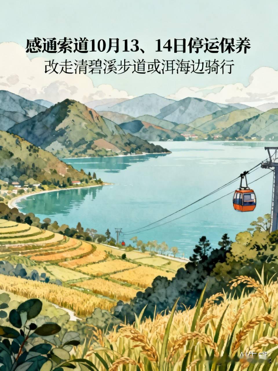 打算去大理坐感通索道的朋友先停步，刚刷到官方公告，10月13、14号这条索道要全