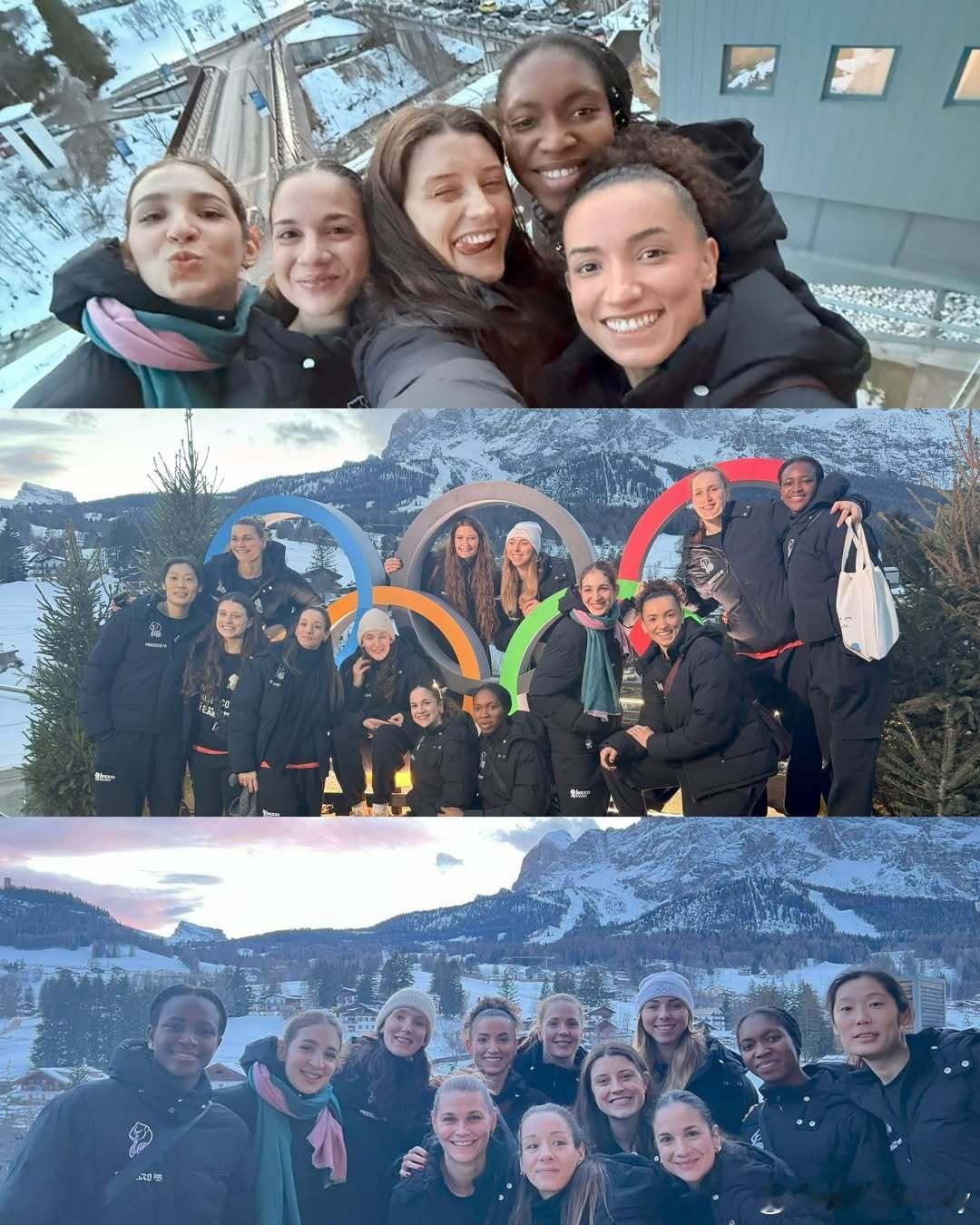 从排球场地到冬奥舞台…朱婷随科内利亚诺众星一起造访了米兰冬奥现场→科尔蒂纳丹佩佐