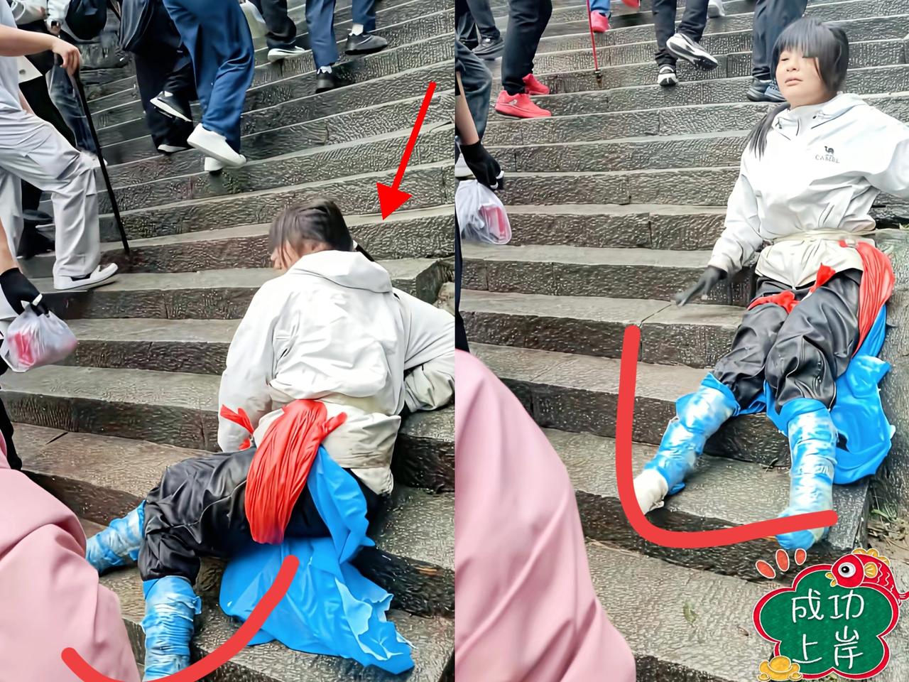 国庆假期，下肢截瘫的女孩，也去爬泰山，手撑着地面屁股往上走，你说该给她点赞吗？有
