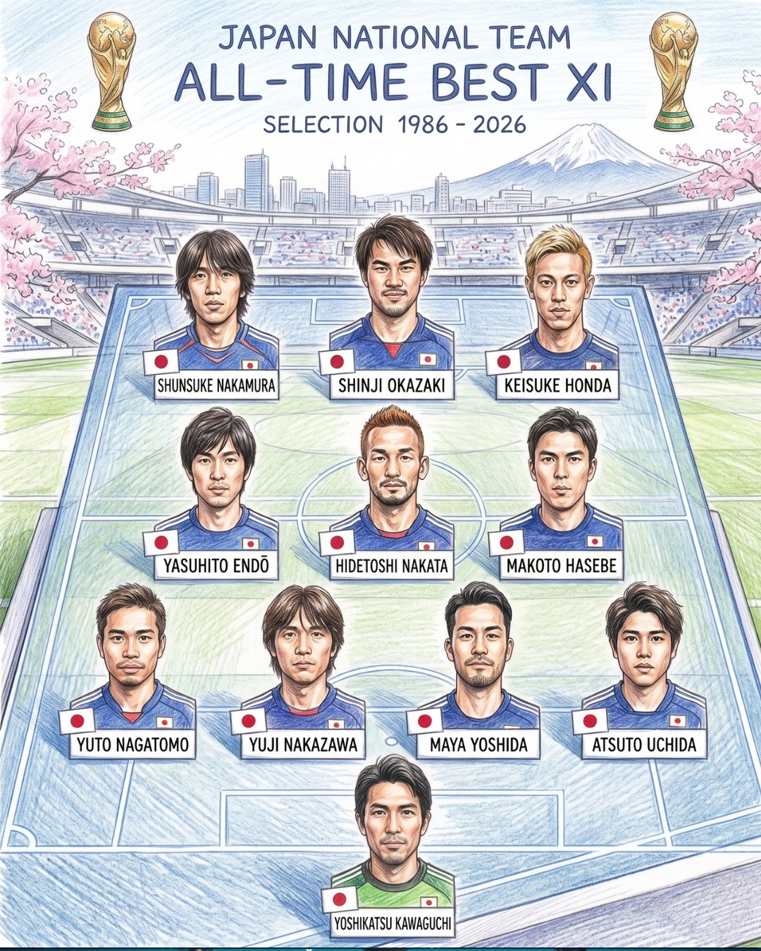 日本男足国家队队史最佳阵容，你觉得如何？ 