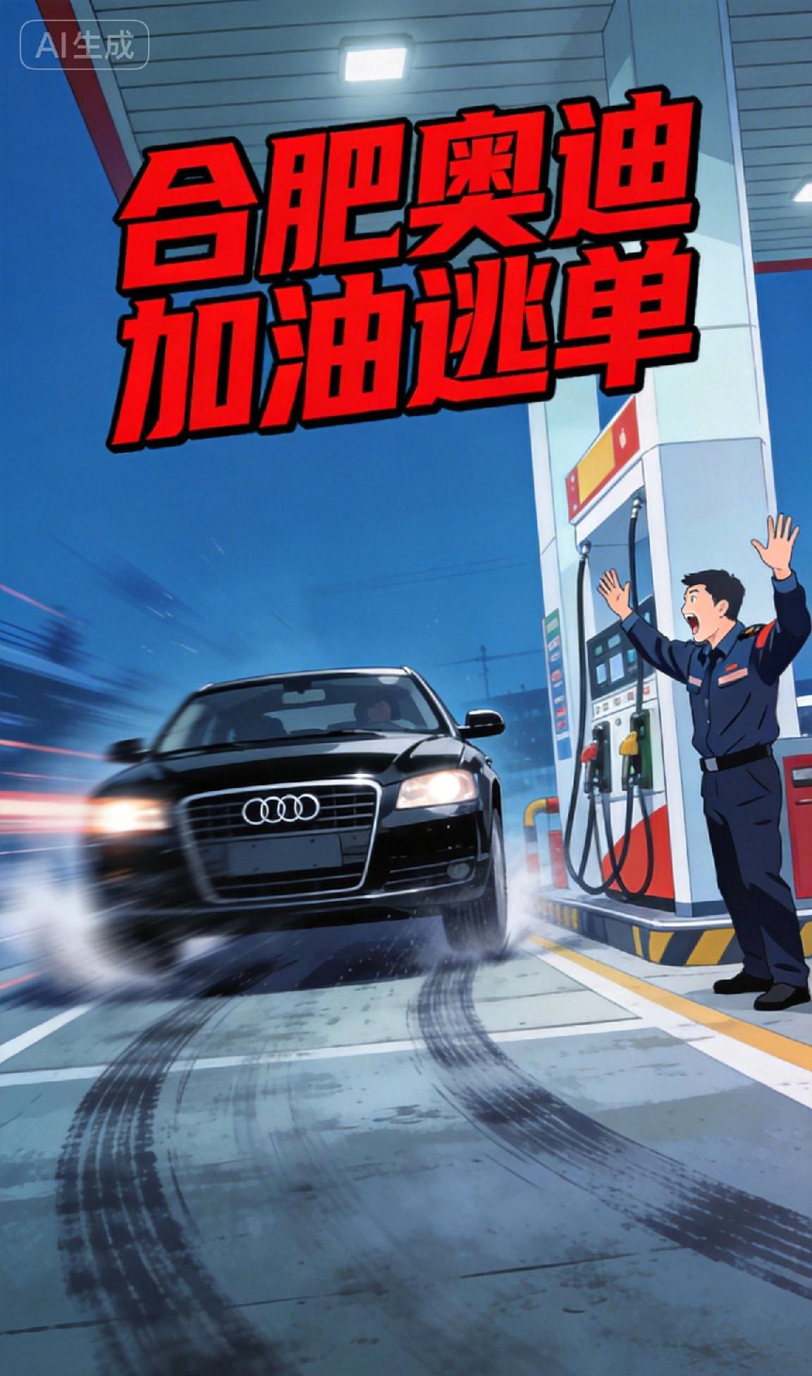 这下看你还敢不敢逃单？安徽合肥，男子开奥迪加油632元！不付钱就开车扬长而去，结