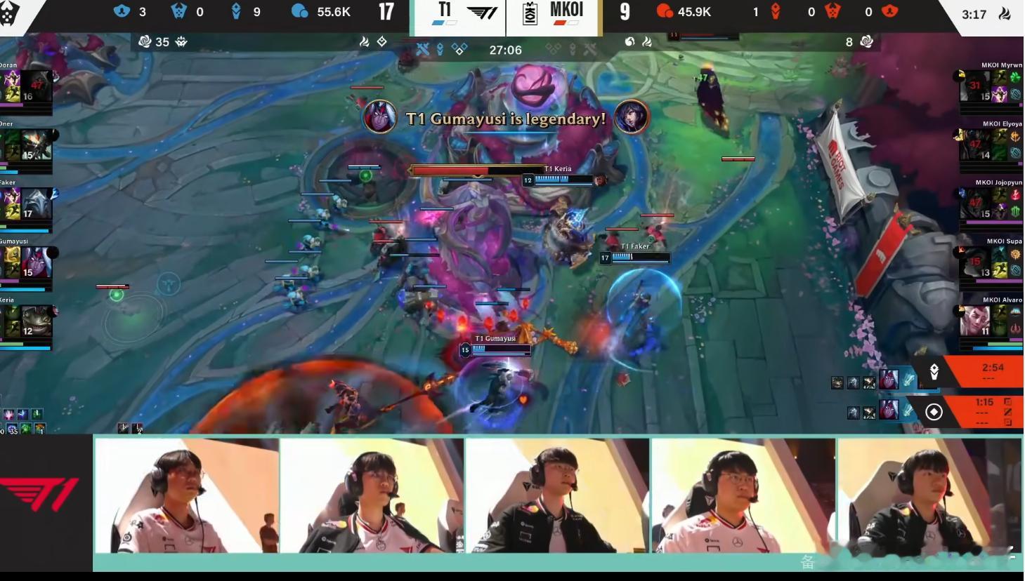 T1 2-1 战胜MKOI，AG将与T1再度交手了。t1晋级ewc半决赛T1将对
