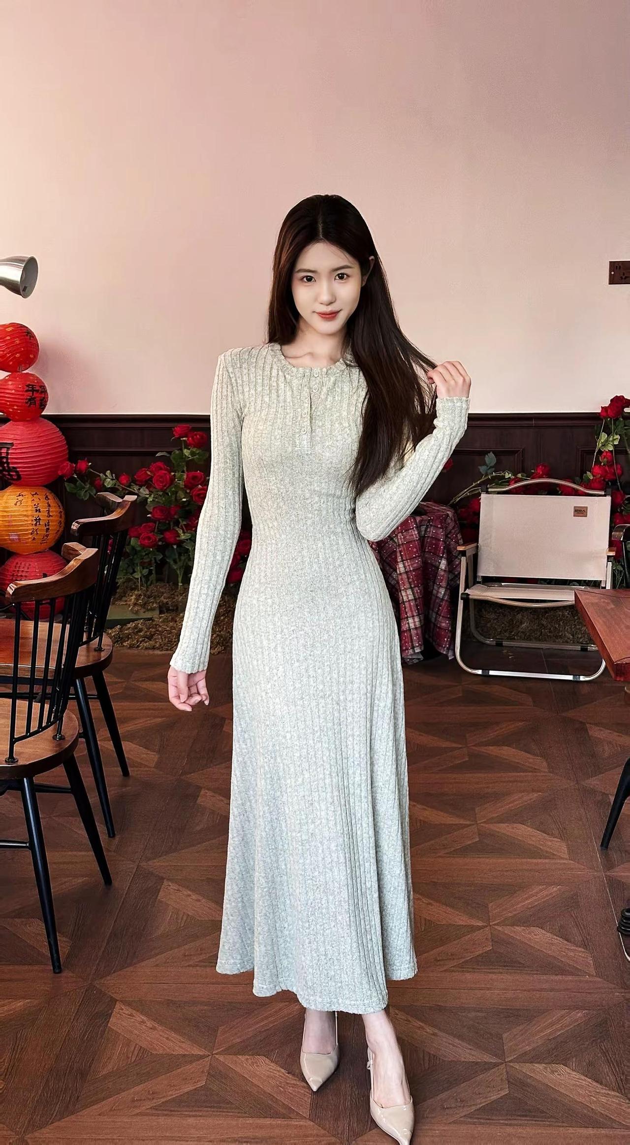 你温柔的唇致命的眼神温柔穿搭 针织裙