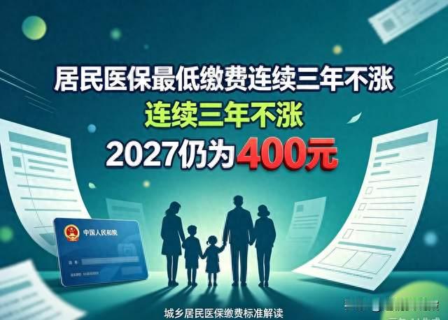 居民医保最低缴费连续三年不涨，2027还是400元