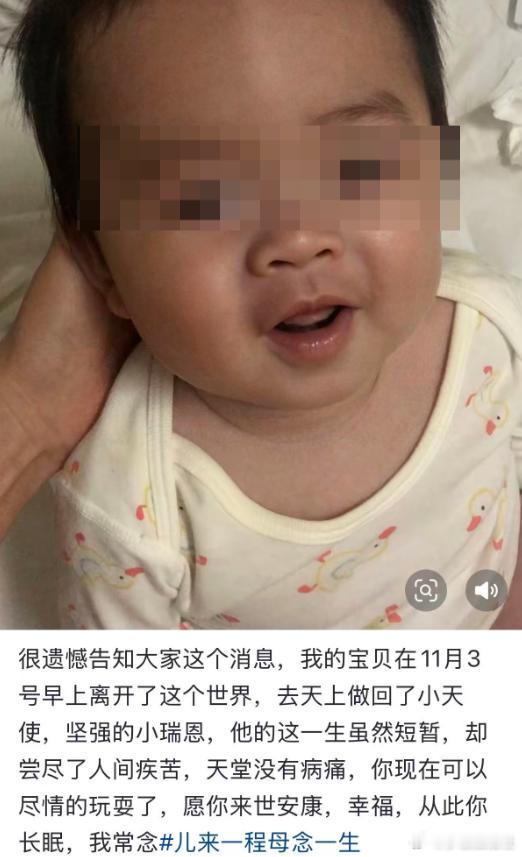 网红瑞恩宝贝去世年仅3岁 11月3日，网红“瑞恩宝贝”去世，年仅3岁。记者从其母