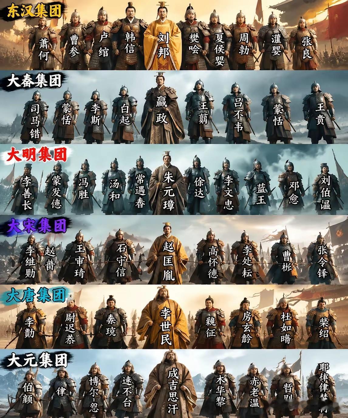 最强只能是秦始皇！无解的集团！里面都是带领大规模集团军作战的帅才！ 其次天可李世