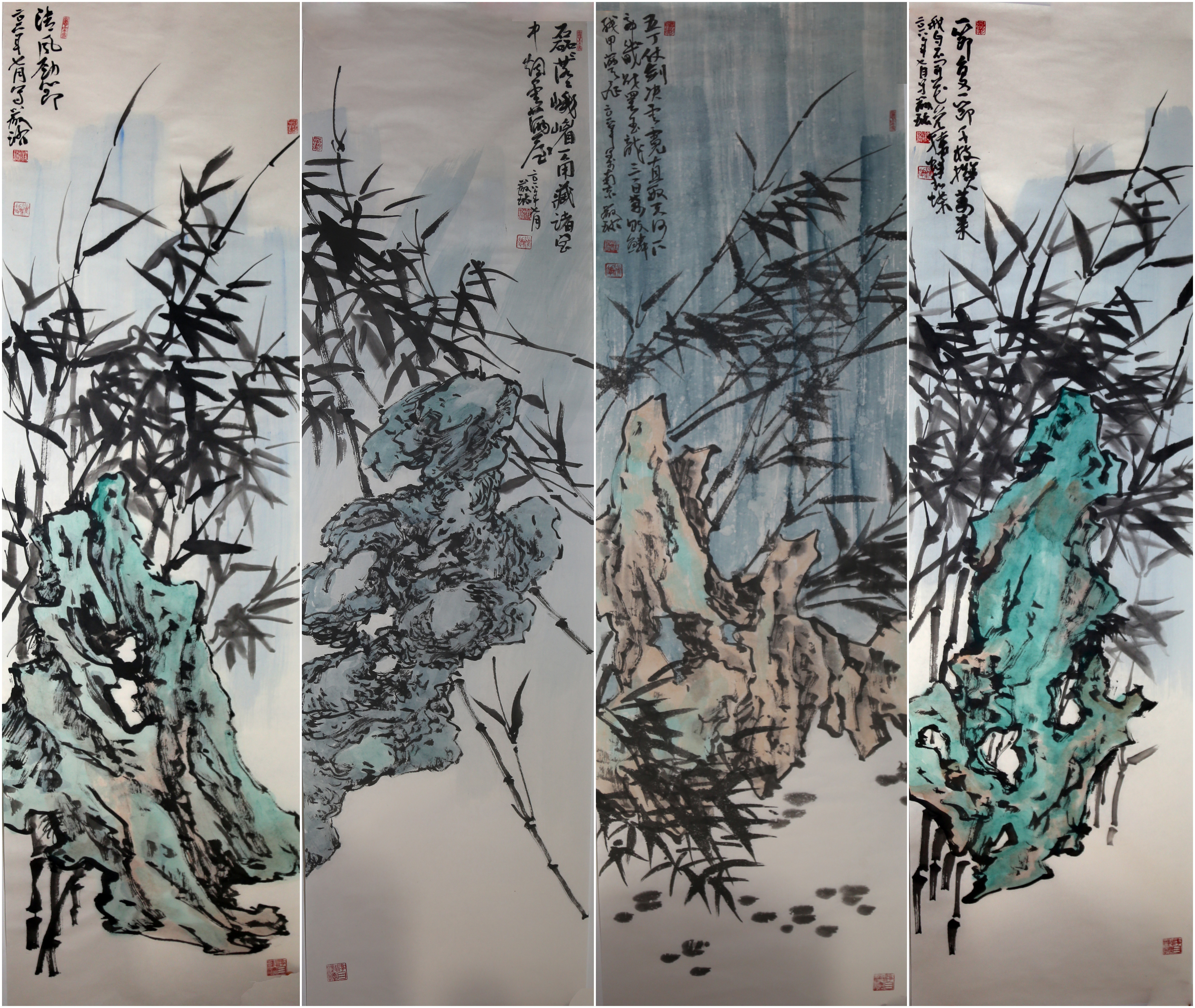 《墨色交响：一曲自然的视觉狂想》这组画作最绝的，是墨色的交响。浓墨重笔勾勒竹枝的