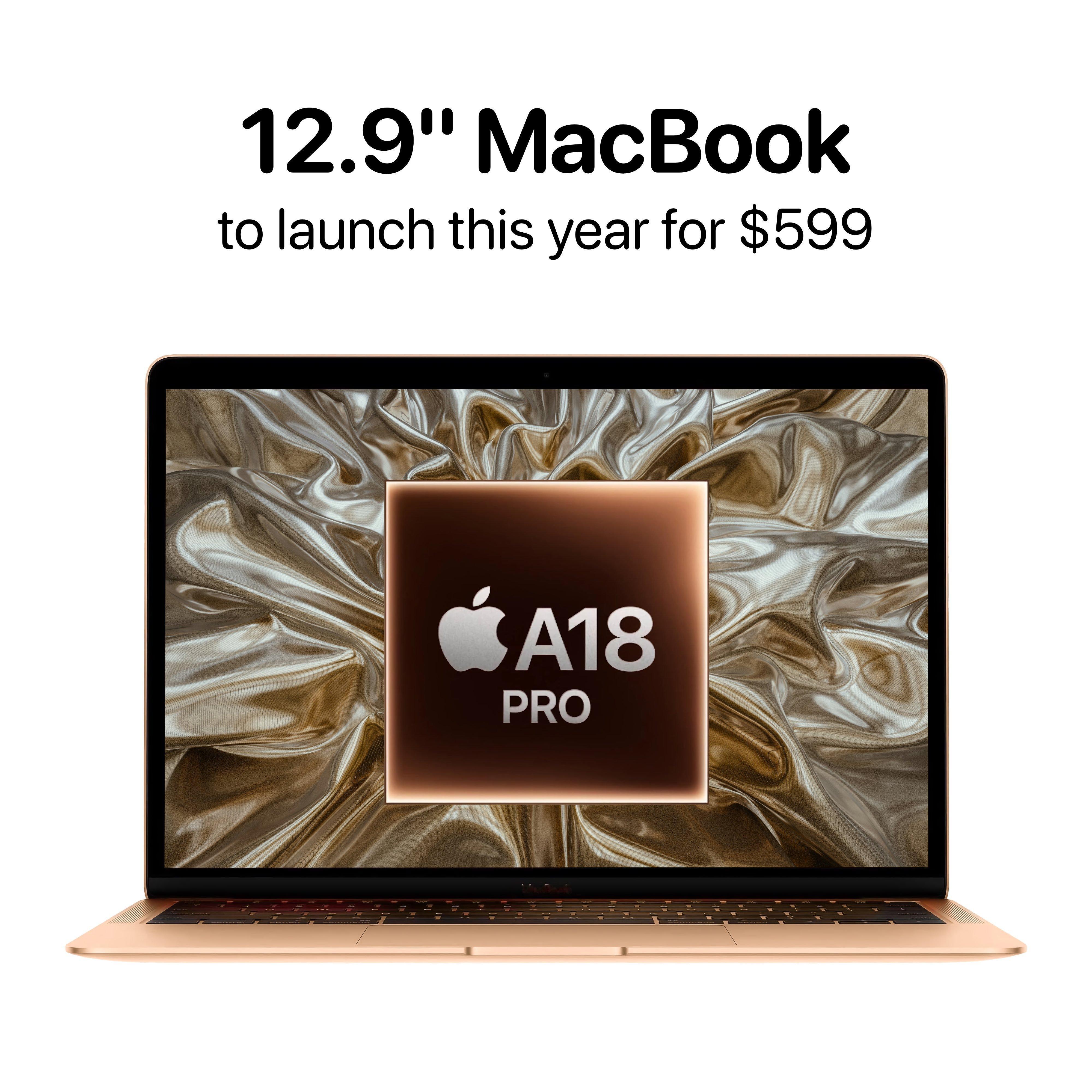 据报道，苹果今年将推出一款低成本MacBook，配备12.9英寸显示屏和A18 