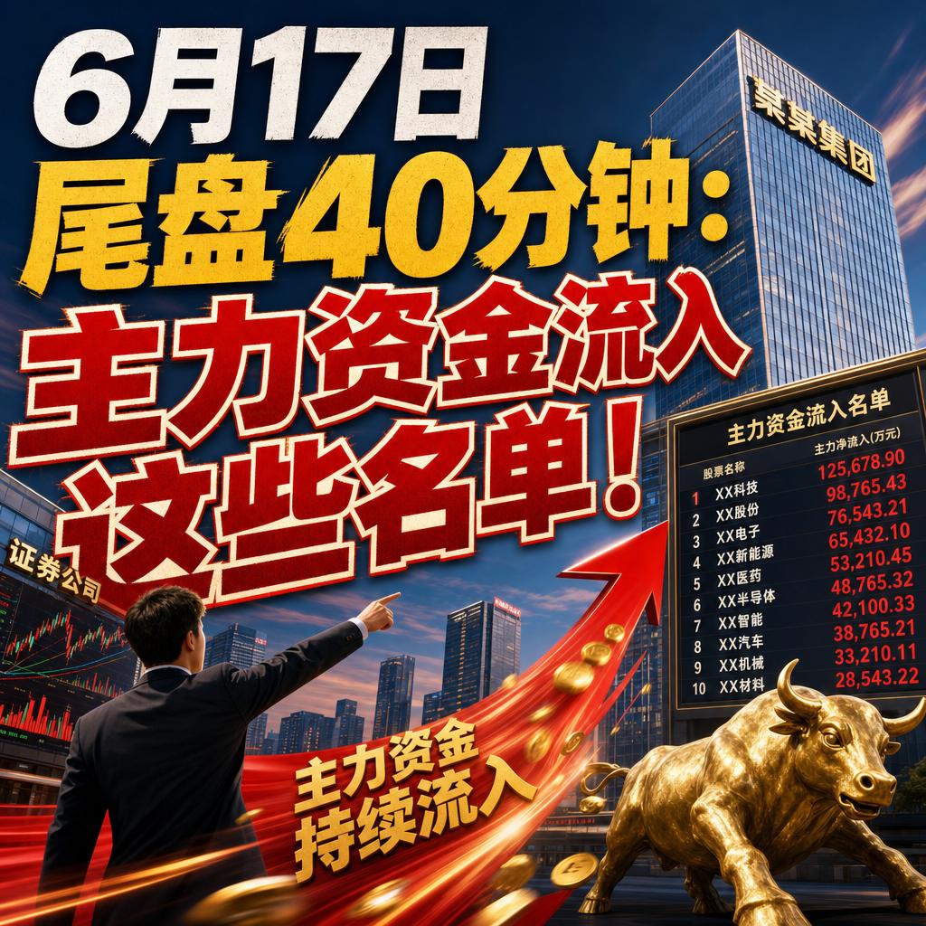 很多人盯着尾盘资金流入名单，以为照着抄就能跟上主力的脚步。
但6月17日这份名单