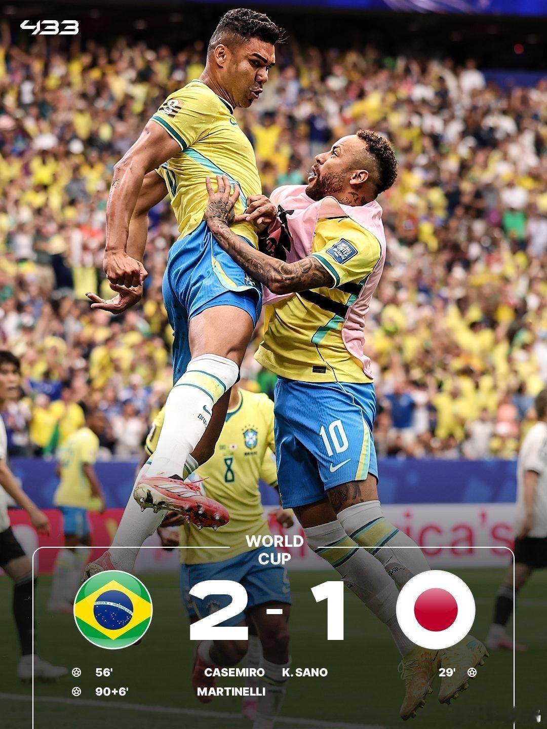 日本止步世界杯32强巴西2-1绝杀逆转日本日本其实已经踢的很不错了巴西2比1日本