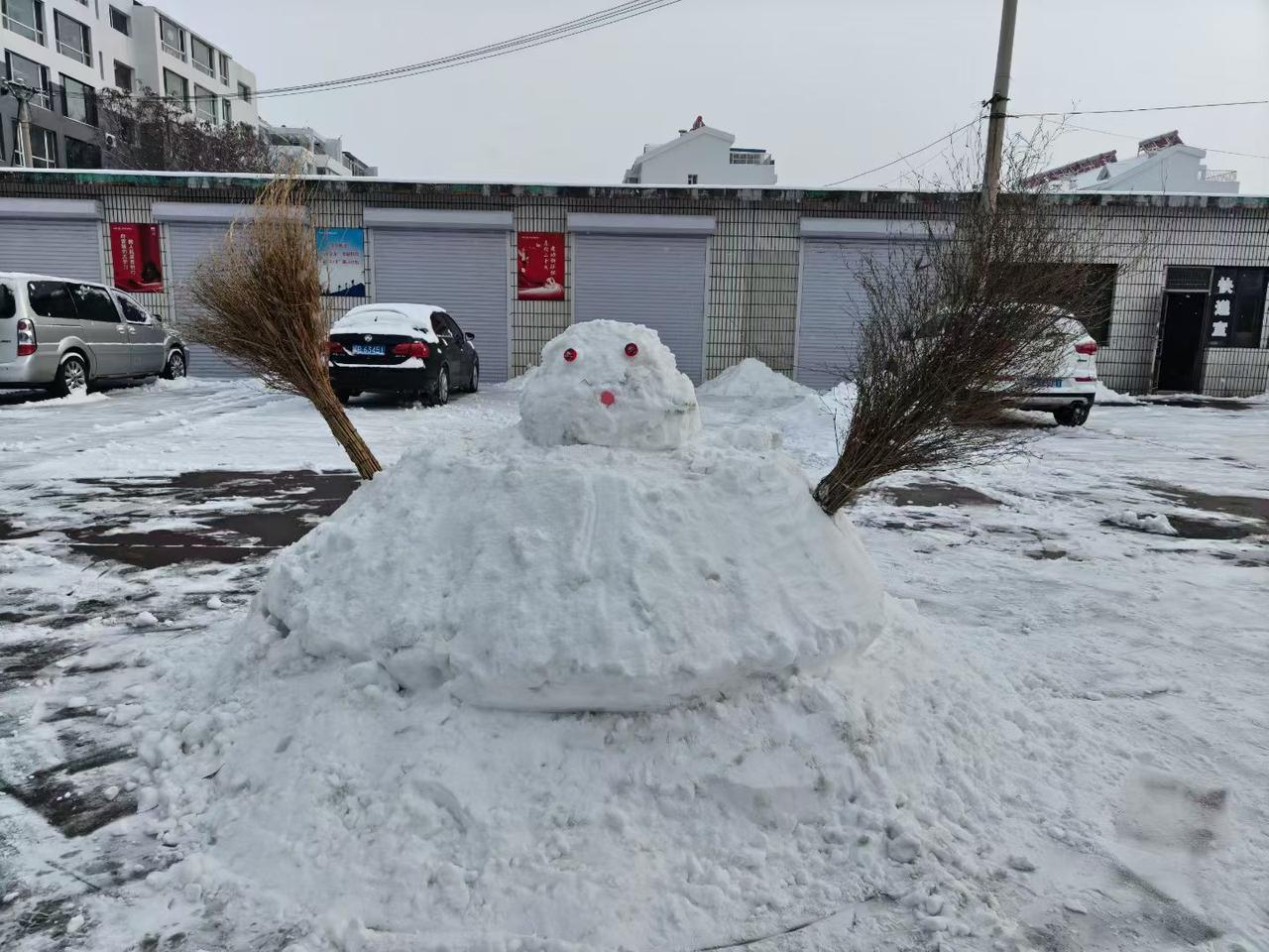 一场雪，再次降临在辽西大地上！

随着气温回升，一些落地就化了！

孩子们抓住这