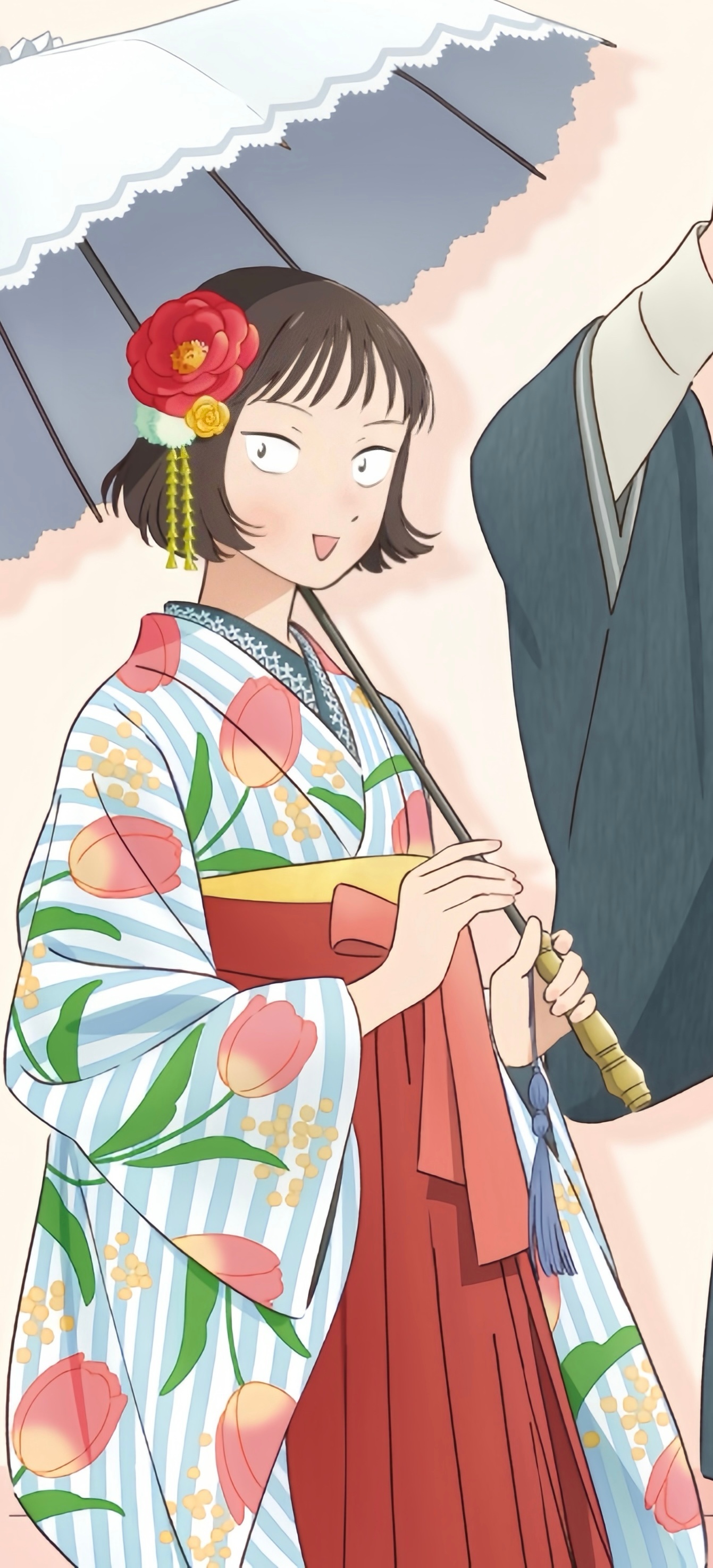 #跃动青春# 大正风周边新绘插画[送花花]美丽小美与帅气志摩君[抱一抱] ​​​