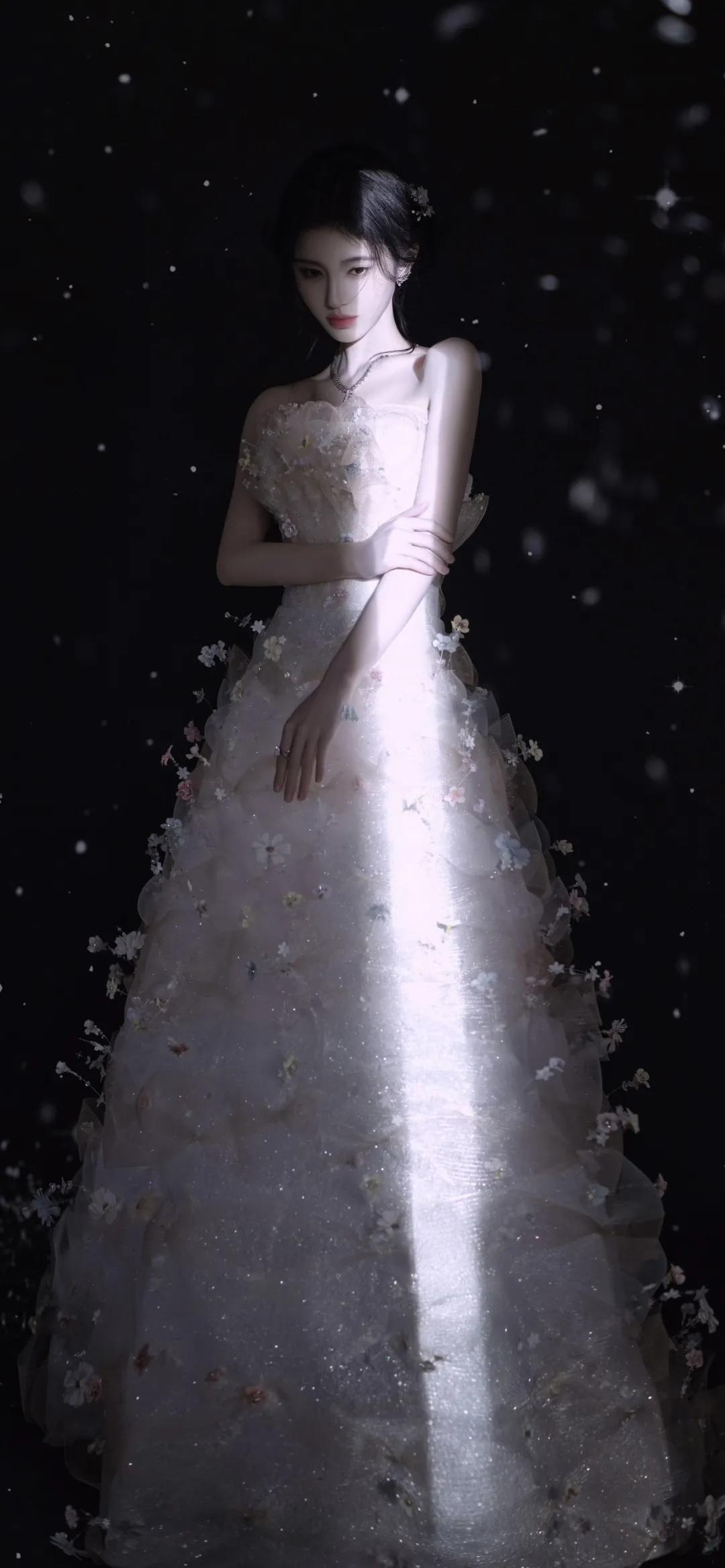 鞠婧祎。晚礼服，美颜