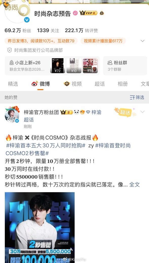 已认领✌🏻 《数据提供来自杂志官方》杂志官方点赞梓渝cosmo战报🔥梓渝首本
