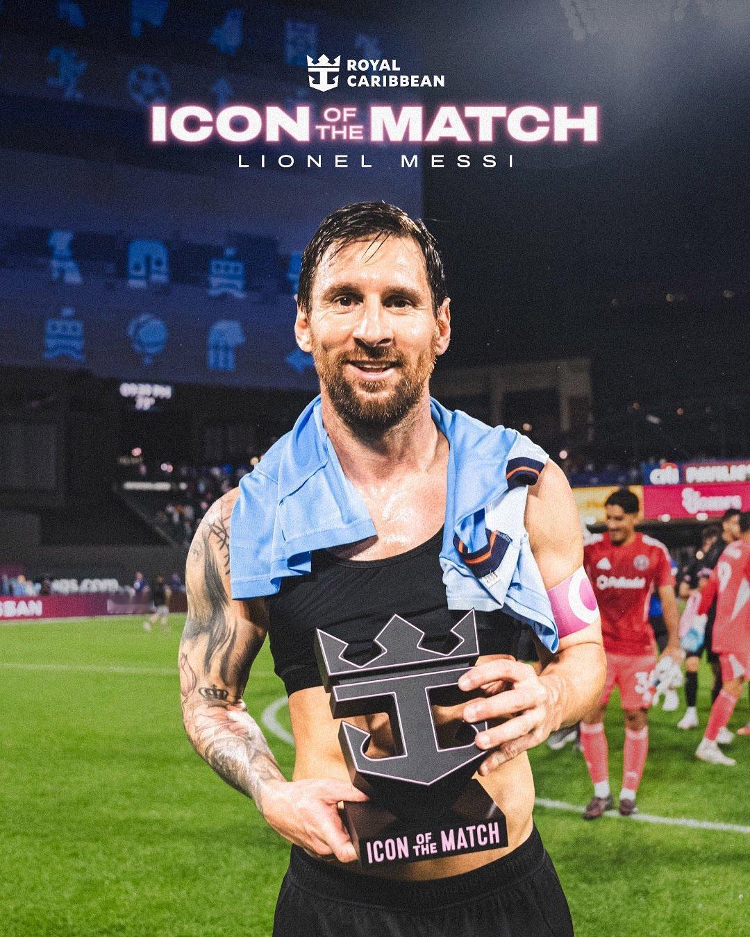 官方｜梅西又是IconOfTheMatch 。 🏆🌟梅西[超话]梅西梅开二度