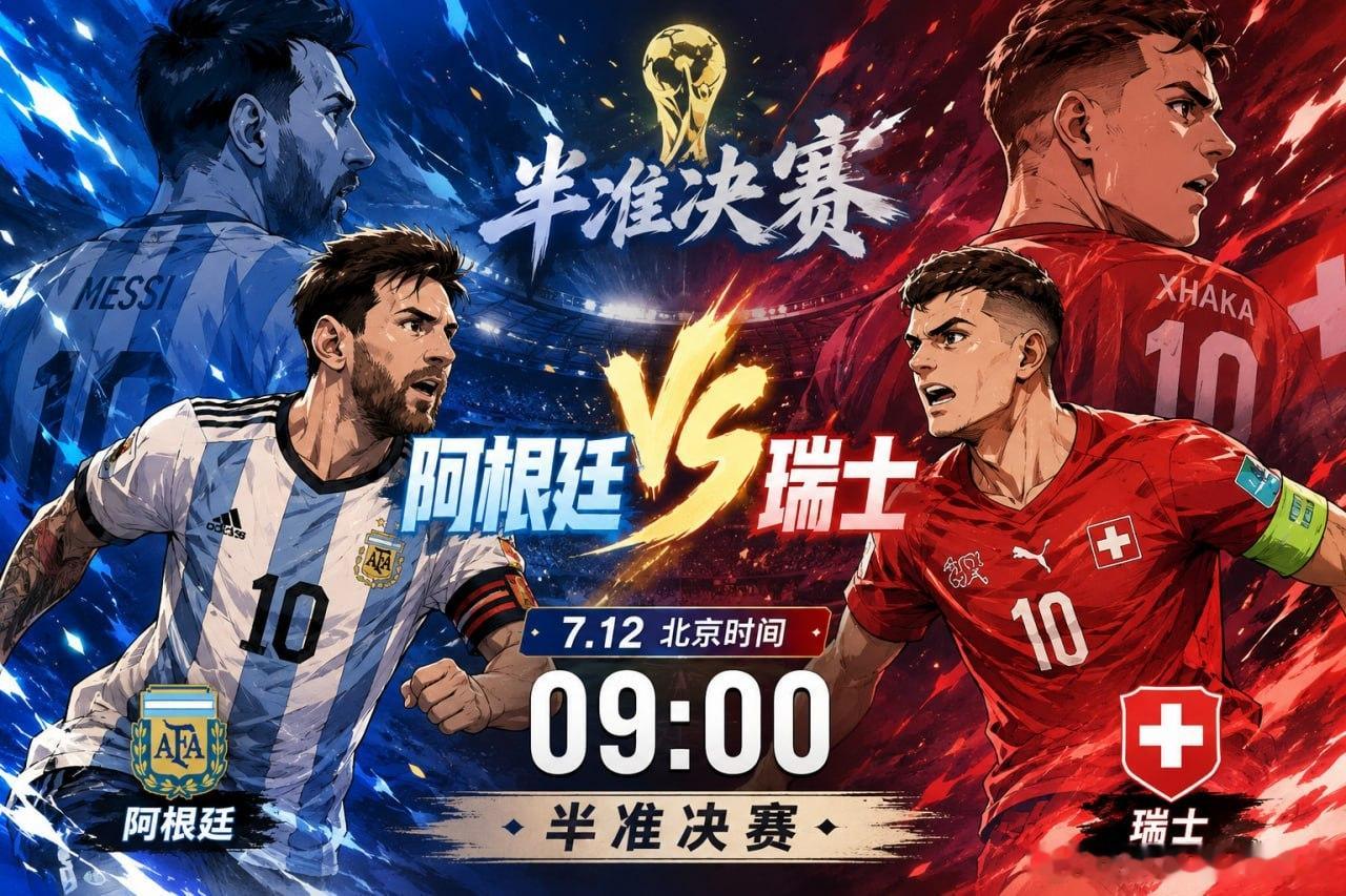 半准决赛强强对话⚔️阿根廷 VS 瑞士7月12日 09:00｜北京时间梅西坐镇阿