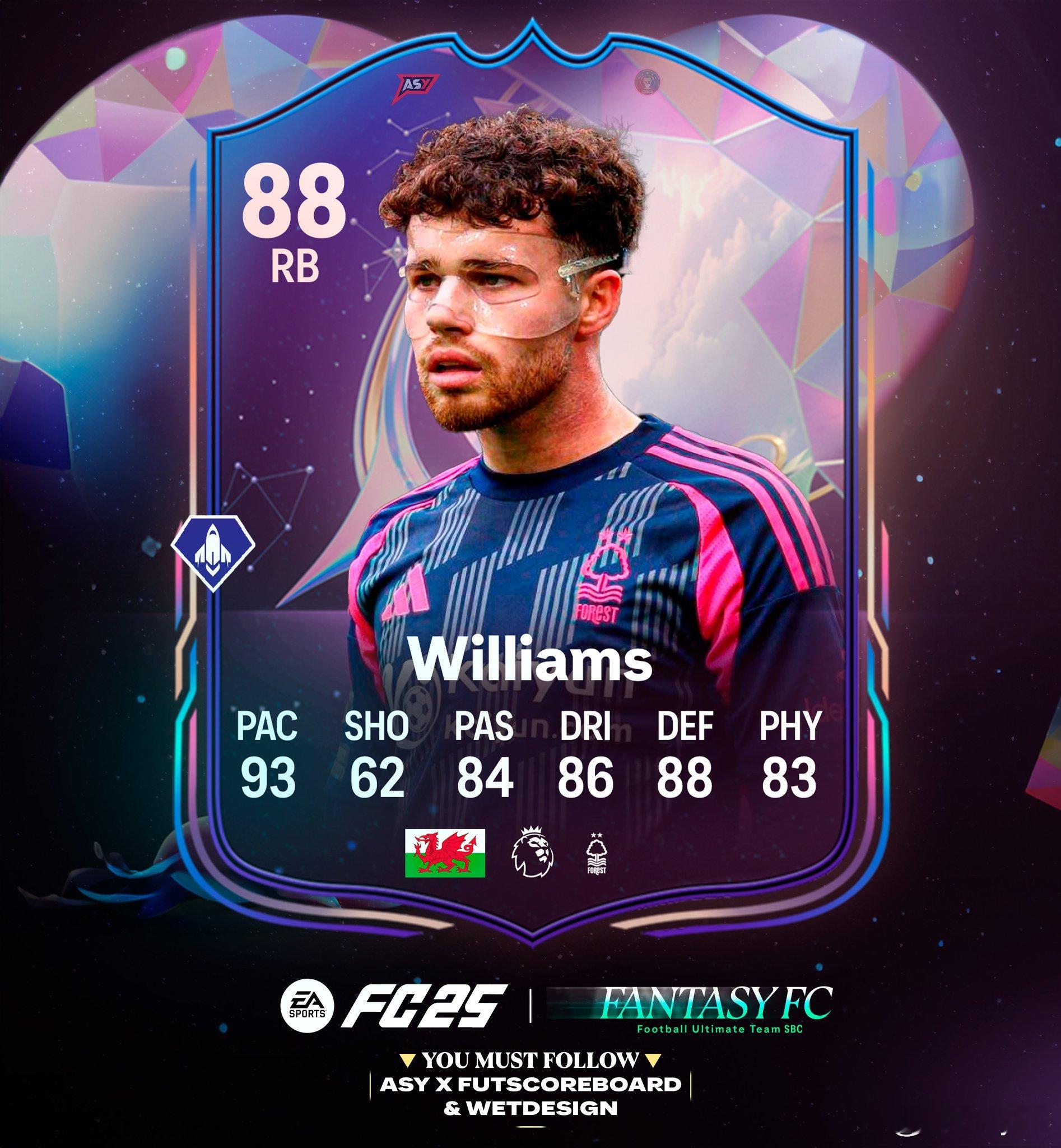 Fantasy FC威廉的正式数据。将会通过SBC发布。 