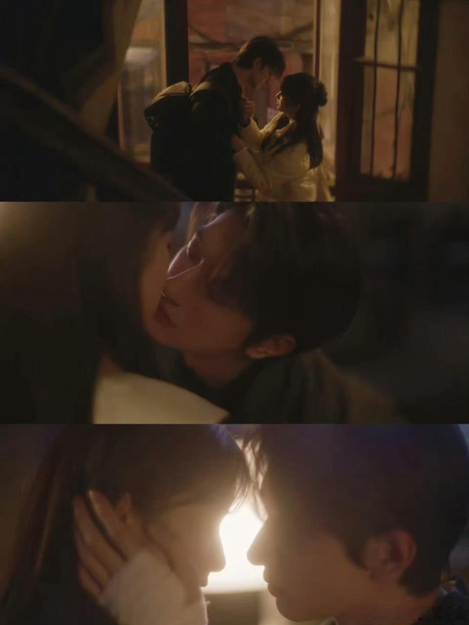 林一和沈月，身高差好配❗楼道吻的花絮也太甜了。她帮他整理领带，他回握住，眼里都是