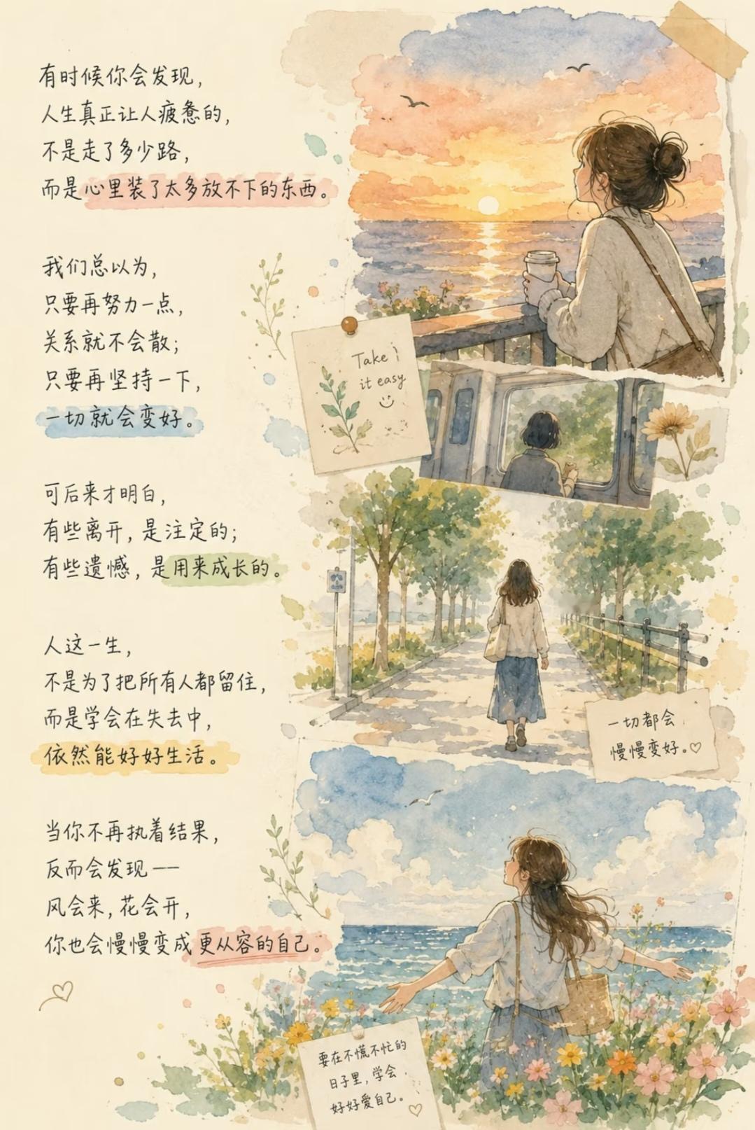 有时候你会发现，
人生真正让人疲惫的，
不是走了多少路，
而是心里装了太多放不下