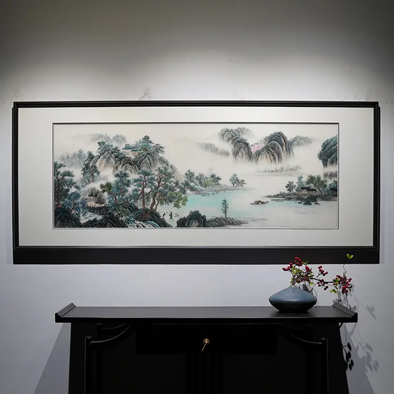 丝绣千峰含翠色，一川云水入厅堂 客厅茶室想要一幅大气有格调的横版山水挂...