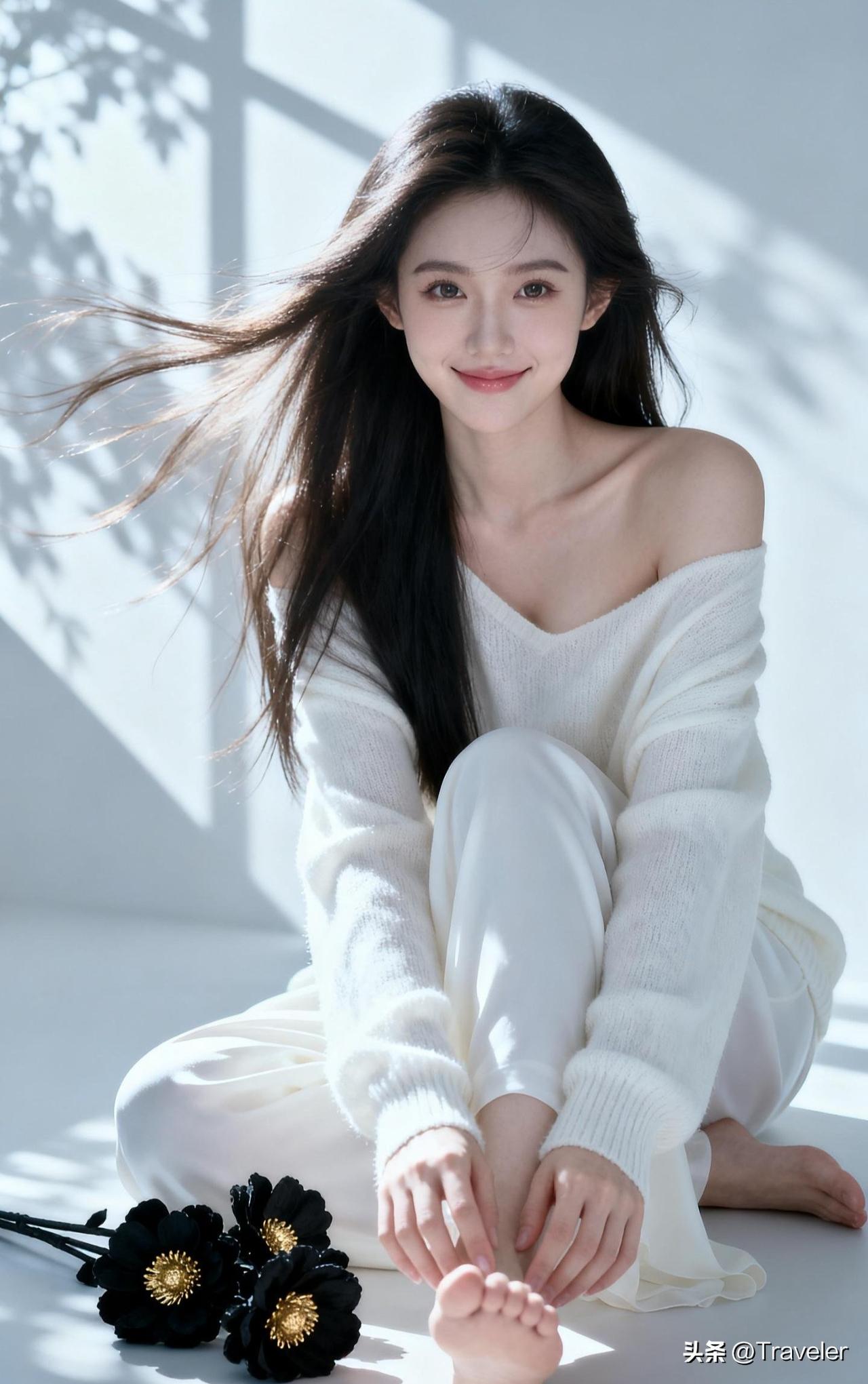 阳光洒在她身上，温柔又自在。