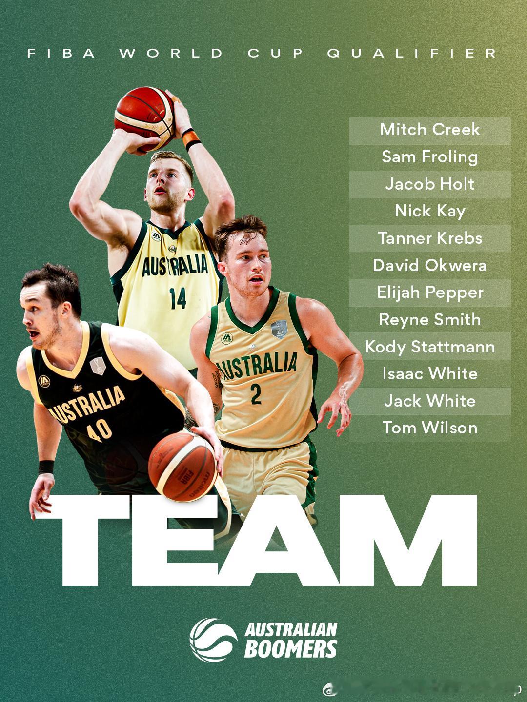澳大利亚男篮照惯例直接宣布了12人世预赛第二窗口期名单亚洲篮球FIBA