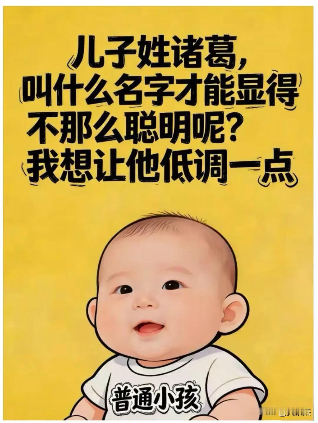 亲戚有一儿子姓诸葛，想让他低调一点，叫什么名字才能显得不那么聪明呢？