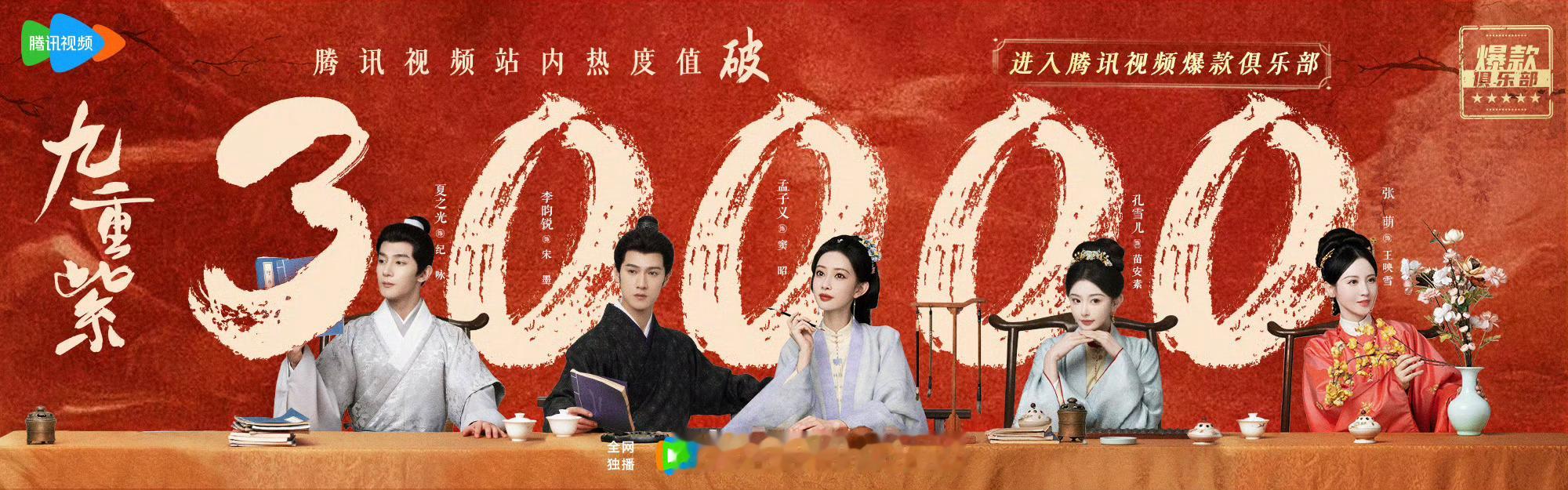 孟子义、李昀锐主演的《九重紫》腾讯站内热度破30000[打call]继《繁花》《