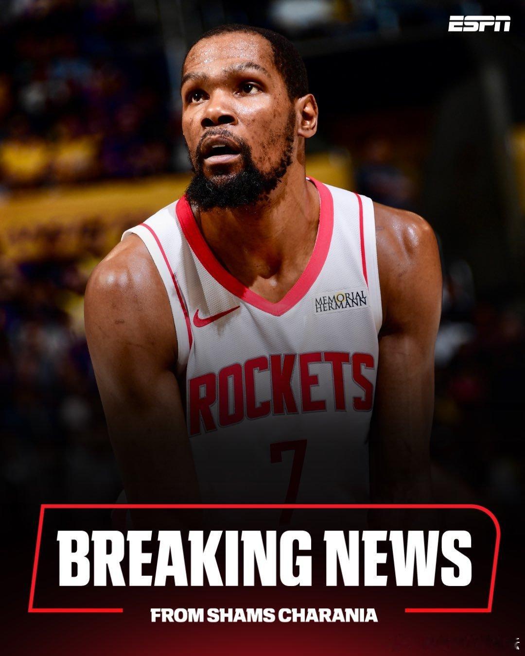 KD缺席G4，杜兰特扭伤的脚踝伴有骨挫伤，在常规情况下需要缺席2到3周。他一直在