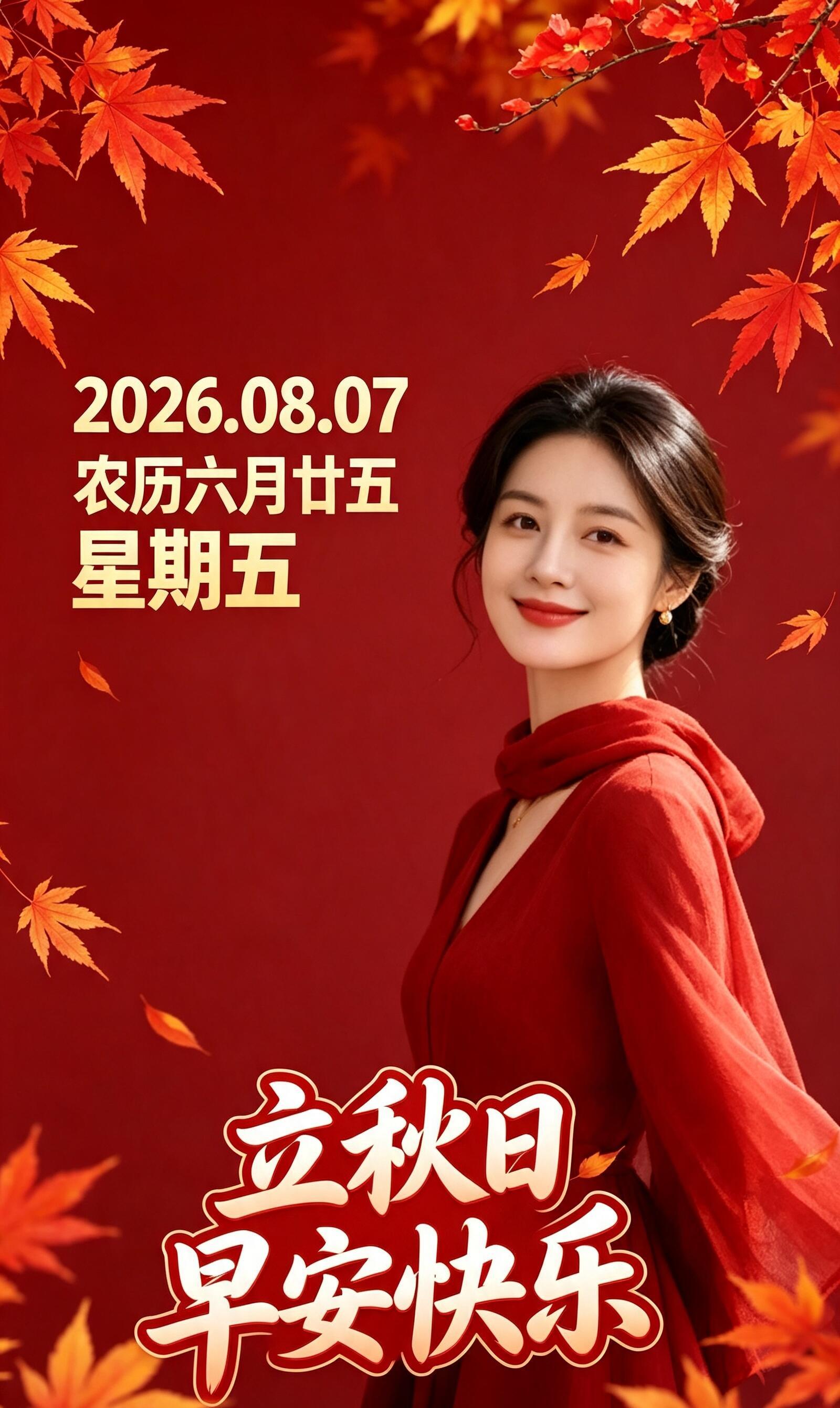 2026.8.7立秋早安祝福图片海报壁纸拿图吱一声噢～ 立秋立秋节气
