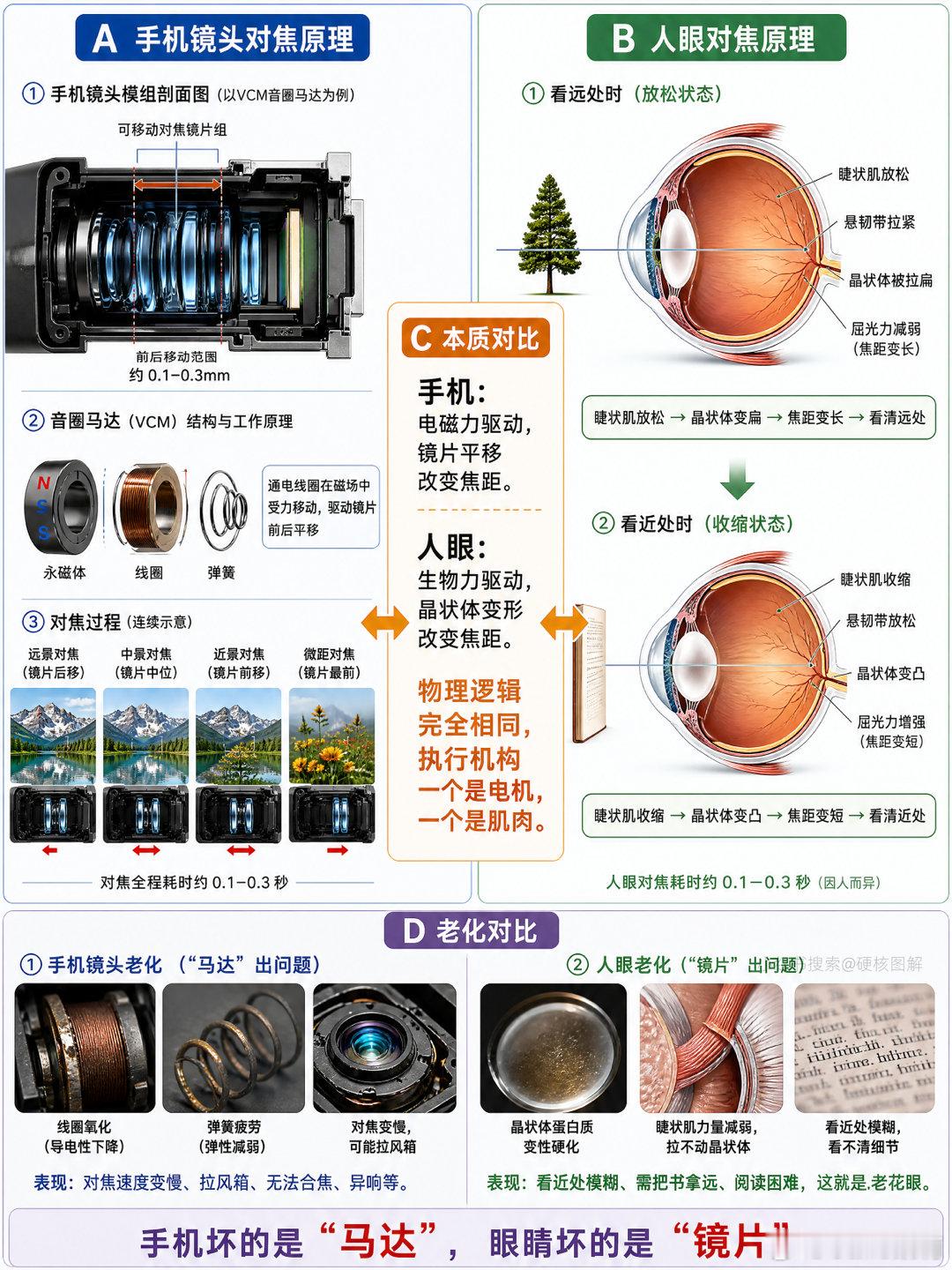 万万没想到，手机摄像头和我们人眼的结构居然高度相似！手机的保护玻璃就相当于眼球的