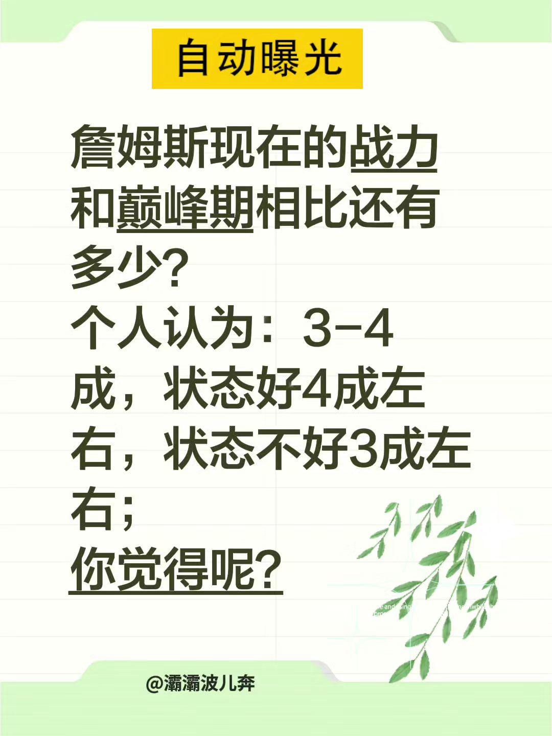 詹姆斯巅峰有多强？我评论了@艾篮球 的作品：
詹姆斯现在的战力和巅峰期相比还有多