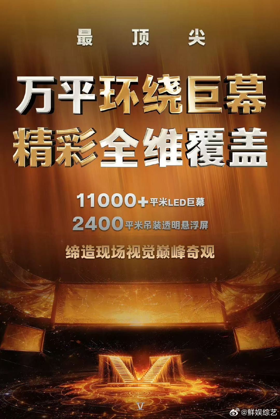 张杰鸟巢表演区覆盖鸟巢内场 张杰鸟巢表演区一万平万平 LED 巨幕环绕全场，张杰