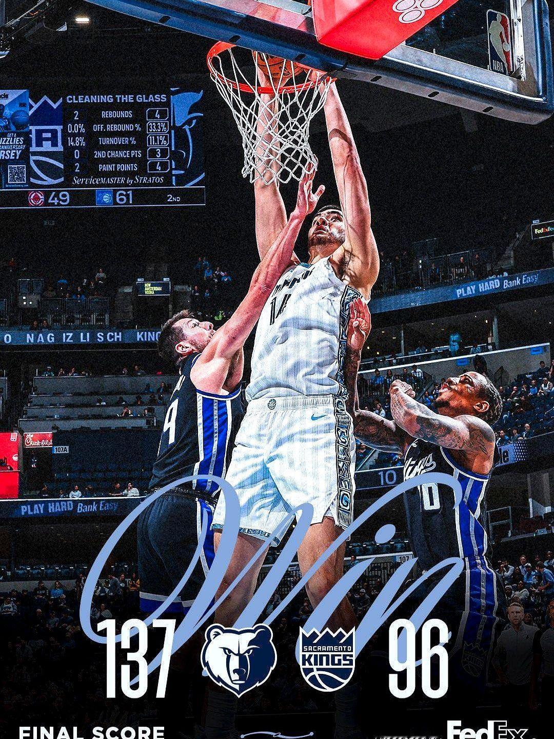 国王队这是彻底摆烂，奔着状元签去了。

上来就输给灰熊41分，96-137，一度