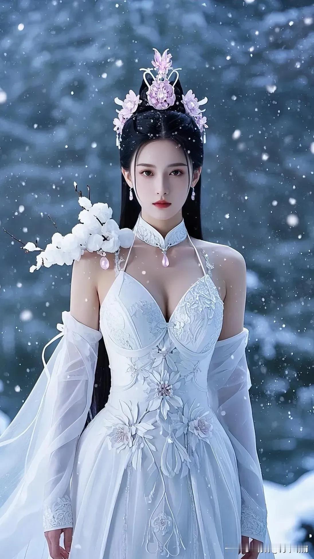 梦幻雪景中的仙气公主，唯美如画。