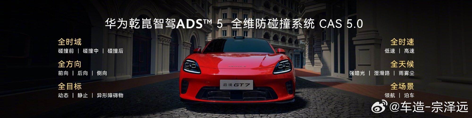 启境GT7首搭华为乾崑ADS5正式上市！入门就给896线激光雷达和L3级全冗余架