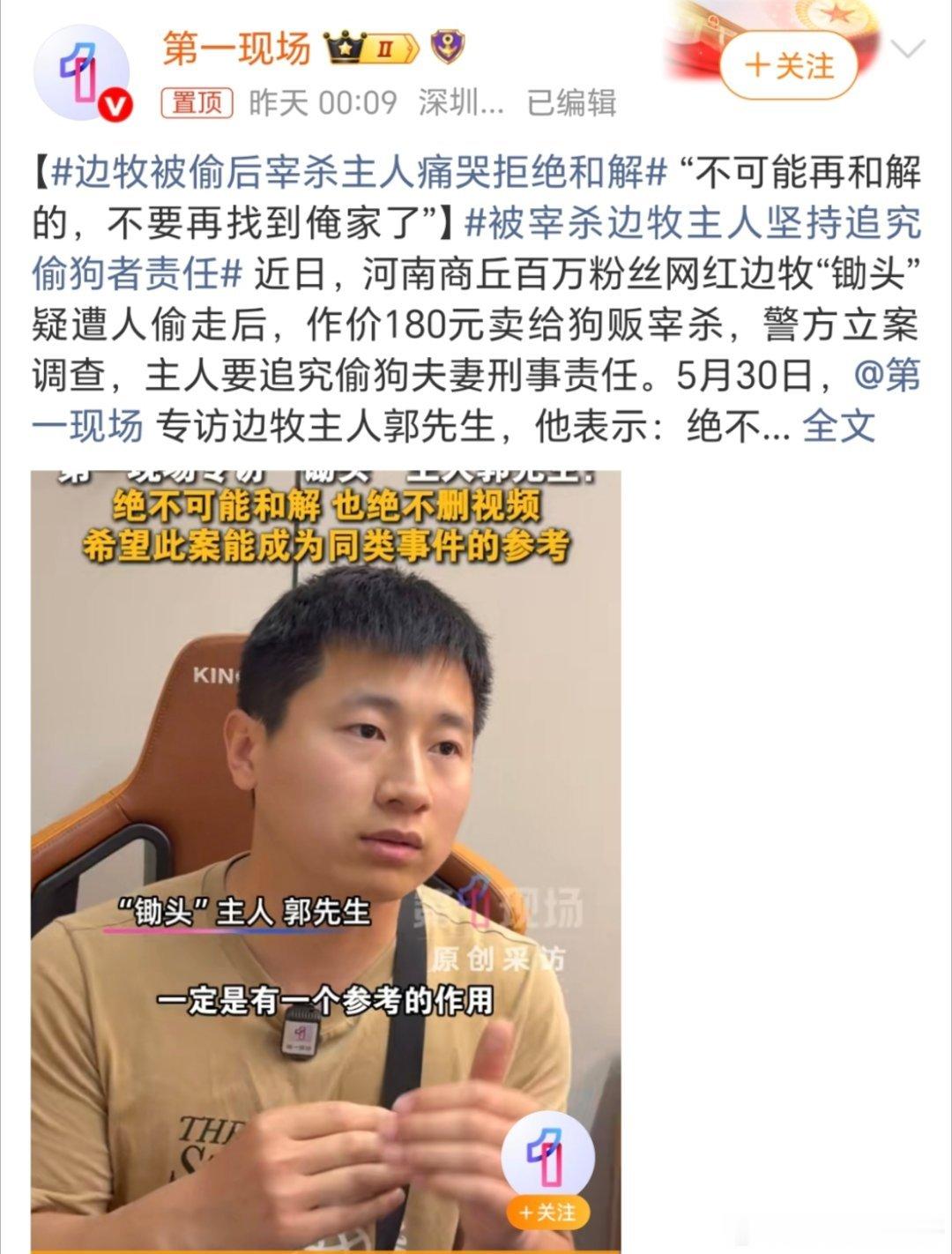 边牧被偷后宰杀主人痛哭拒绝和解现在还有偷狗子的吗？真的是活久见了，这种人就该，就