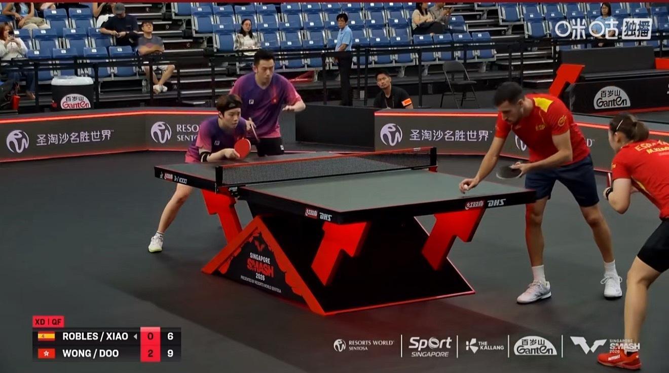 2026新加坡大满贯混合双打8-4黄镇廷/杜凯琹3-0罗布勒斯/肖瑶茜（11-7