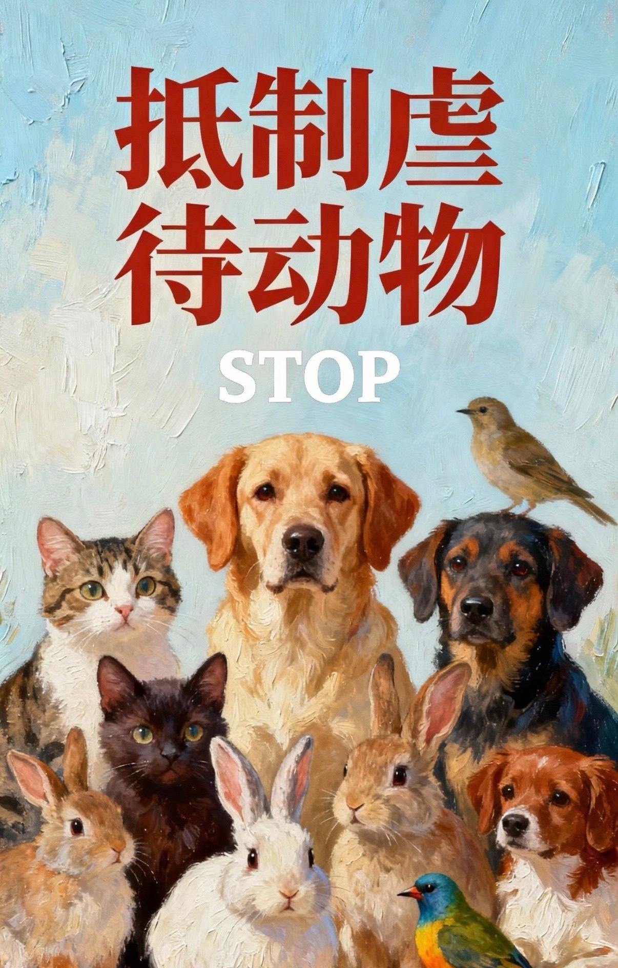 杜江发声视频屡遭下架看到一张爱宠人士发的抵制虐待动物的海报海报上的这些动物怕不是
