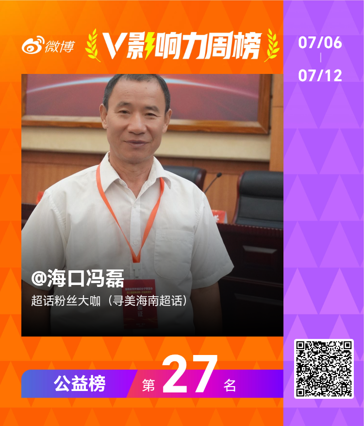 【V影响力榜 2026年第28周】「公益周榜」揭榜啦！恭喜获得榜单前三名，恭喜成