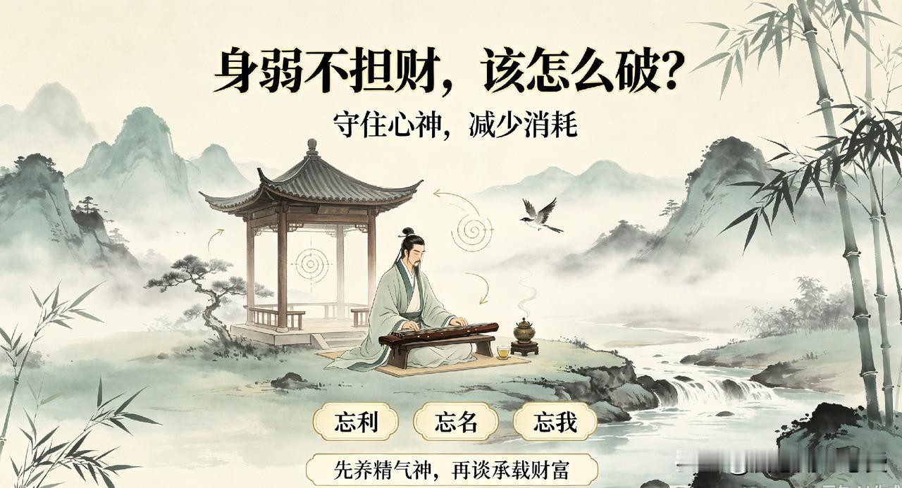 身弱不担财，该怎么破？
 
很多人听过身弱不担财，不是赚不到钱，而是精气神不足，