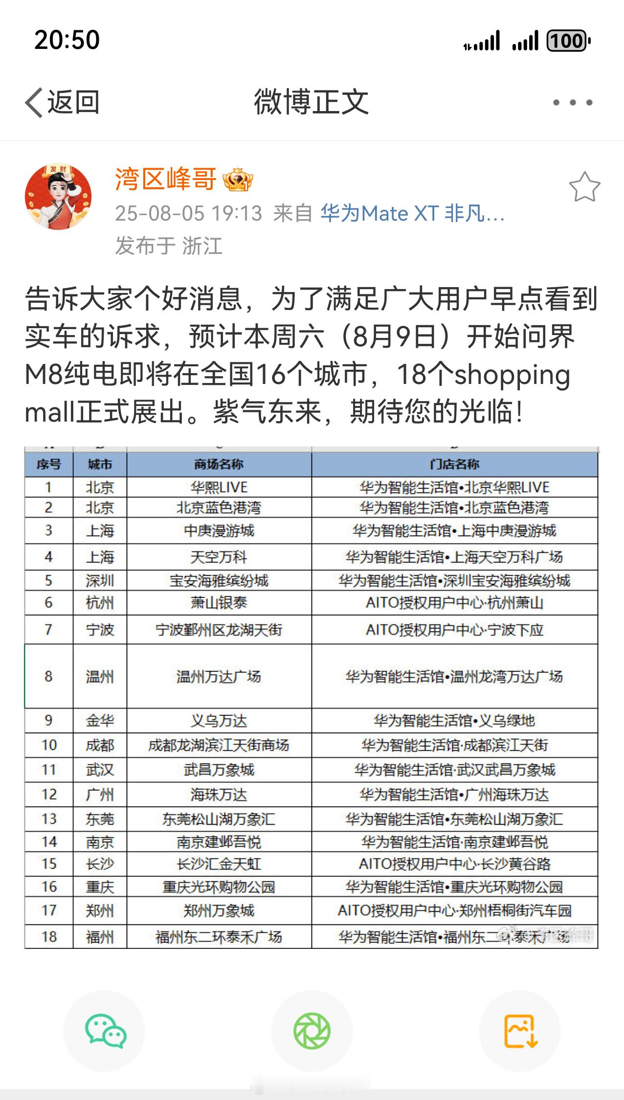 我去，厉害了呀！问界m8 纯电版 8月9日即将进入一下名单店铺！有所在城市的小伙