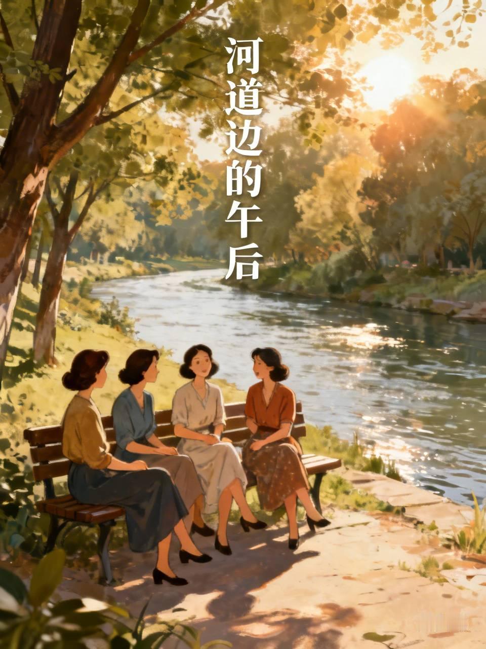 今天上午，我在河道边悠然散步。树荫下的休闲凳上，坐着几位中年妇女，她们正聚在一起