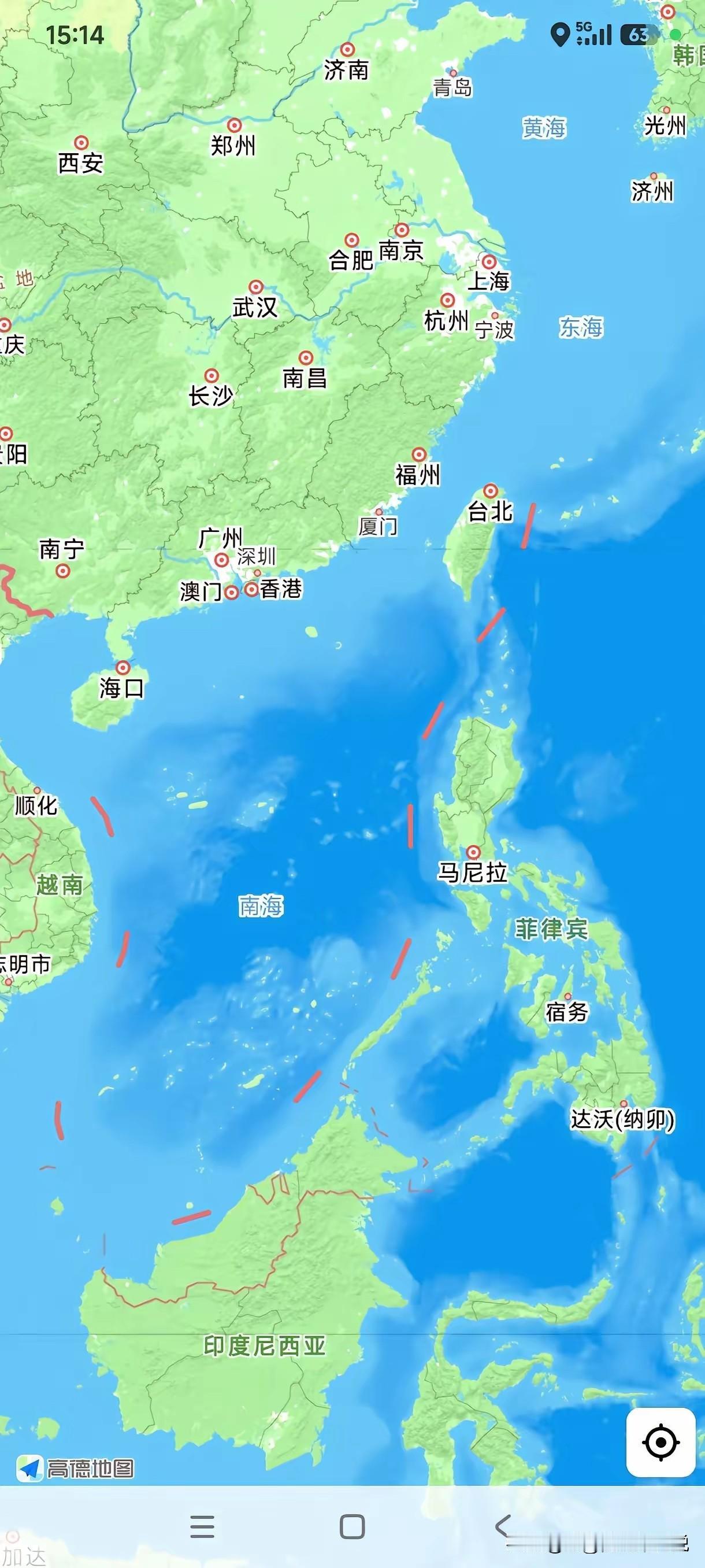 十段线，画上去了！日菲私划海域的墨迹还没干，高德地图已经更新，台湾以东正式纳入中