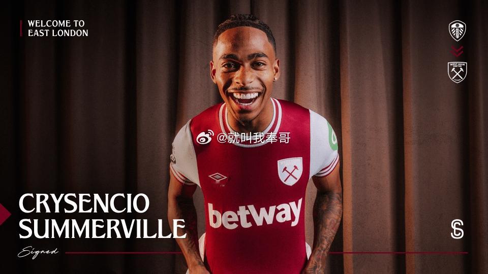 转会费超2500万镑！官方：西汉姆签下利兹联边锋萨默维尔官方消息，西汉姆签下萨默