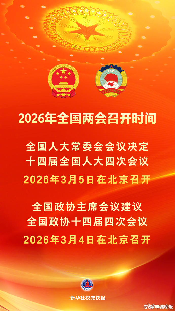 【#2026全国两会召开时间#】全国人大常委会会议12月27日表决通过了关于召开