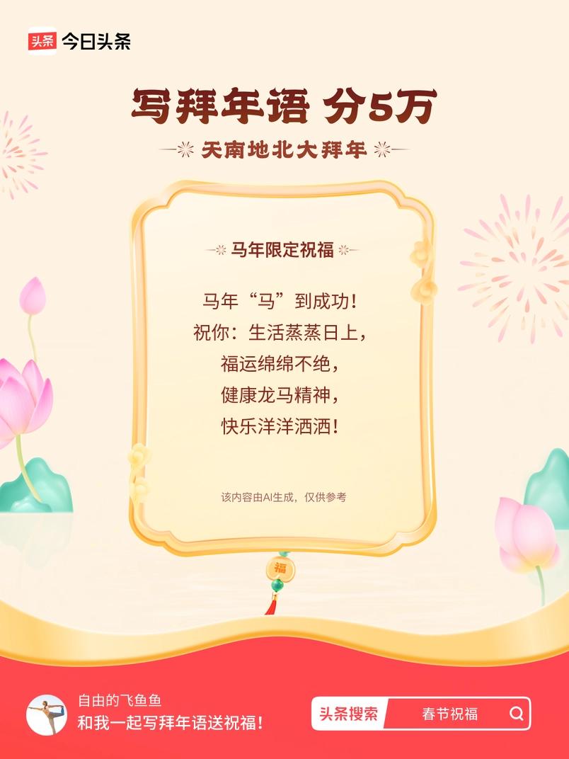 写拜年语送祝福新春拜年送祝福！我的祝福是：“马年“马”到成功！祝你：生活蒸蒸日上