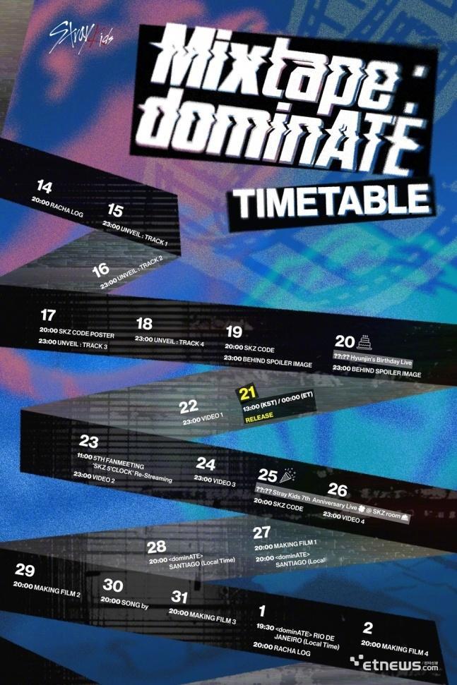 【电子新闻】[Stray Kids《Mixtape:dominATE》时间表公开