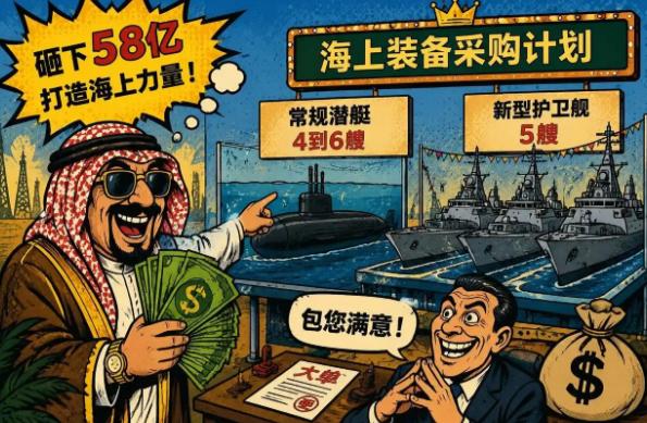 沙特军购大单来了：沙特打算掏出大约58亿美元，一口气买下4到6艘潜艇，外加5艘护